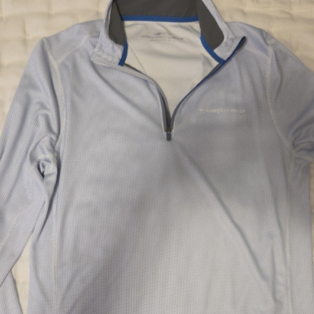 Vineyard Vines Blue And White with Gray Accents, Quarter-Zip Pullover